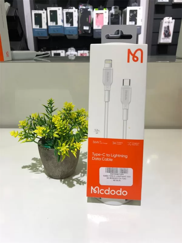 CABO TIPO C LIGHTNING 36W 3A MCDODO CA-7290 BRANCO